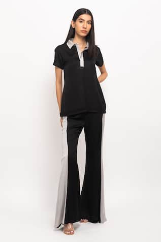 Neora By Nehal Chopra Paneled Flared Pant Set 