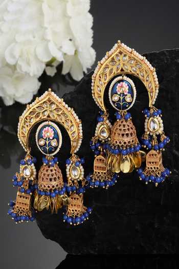 Dugran By Dugristyle Embellished Kundan Multi Jhumkas 