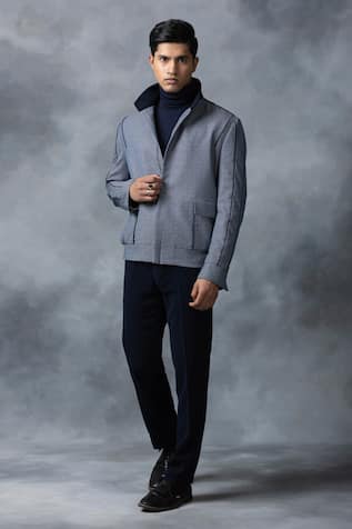 Sarab Khanijou Fine Checkered Bomber Jacket 