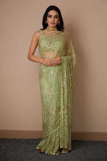 ASTHA NARANG Sequin Embroidered Saree With Blouse 