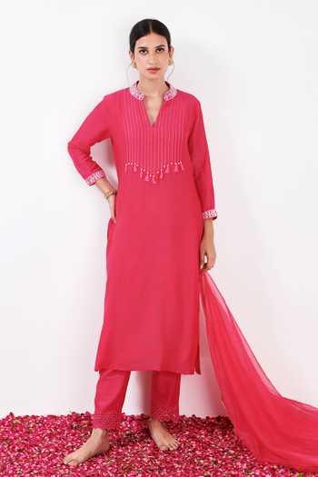 Label Flamingo By Vrinda Pintuck Bodice Kurta Pant Set 