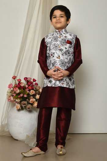 Petite Pomme Botanical Print Jacket Kurta Set 