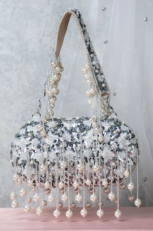 EENA Aria Silk Crystal Embellished Clutch 