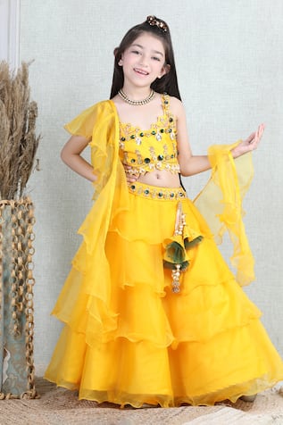 The Little Celebs Waistband Embroidered Lehenga Set 