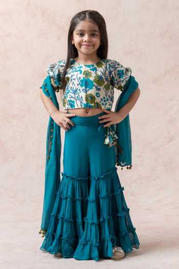 Thetaa Floral Print Blouse Gharara Set 