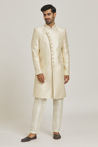 Adara Khan Geometric Pattern Sherwani Set