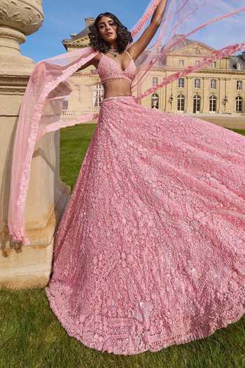 Seema Gujral Sequin & Bead Embroidered Bridal Lehenga Set 