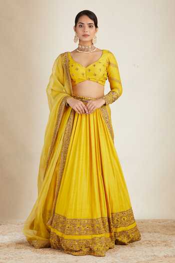 ASTHA NARANG Chanderi Embroidered Lehenga Set 