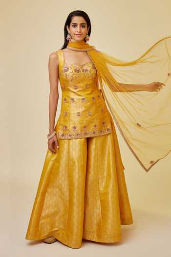 Shyam Narayan Prasad Floral Zardozi Kurta Sharara Set 