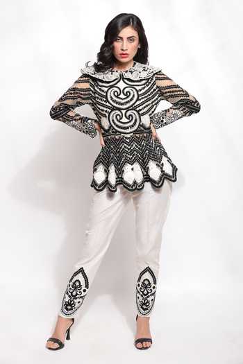 Sonali Gupta Embroidered Peplum Kurta & Pant Set 