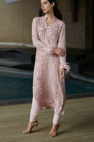 Nadine Dhody Sia Stripe Embroidered Long Kurta Set 