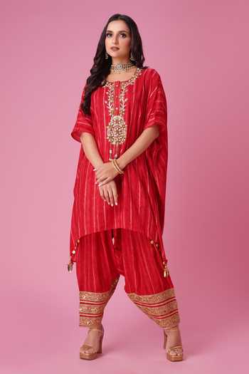 Amani Stripe Pattern Fusion Kaftan & Patiala Set 