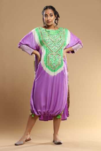 Etasha By Asha Jain Color Block Bandhani Pattern Kaftan 
