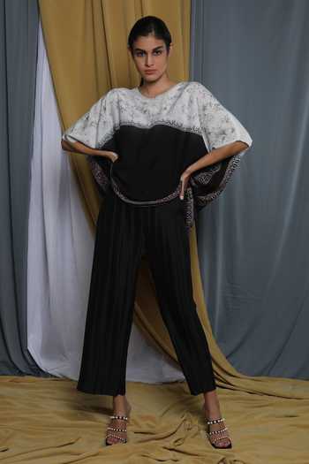 Krishna Mehta Chanderi Placement Embroidered Cape Top 