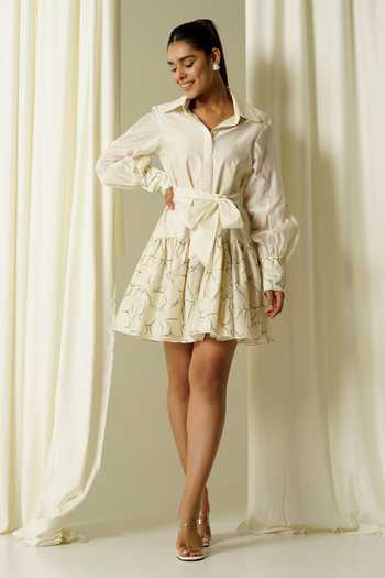 Sakshi Khetterpal Hem Embroidered Shirt Dress 