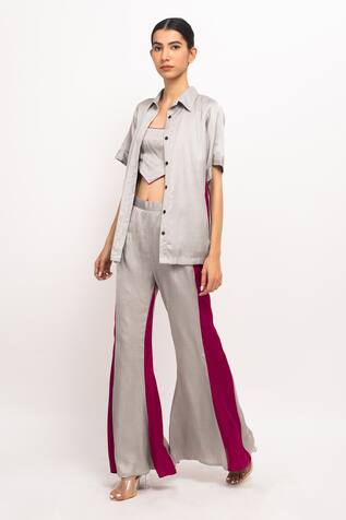 Neora By Nehal Chopra Spread Collar Shirt Pant Set 