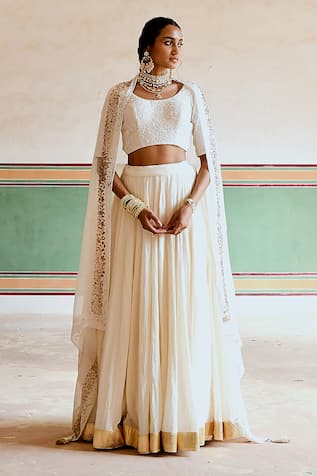 KARAJ JAIPUR Embroidered Blouse Lehenga Set 