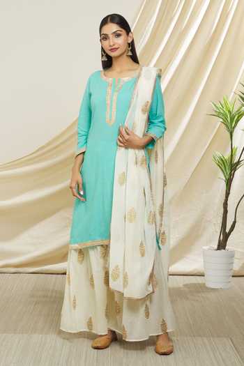 Peenacolada Straight Kurta Printed Gharara Set 