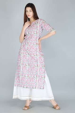 Pretty girl designer naira cut long kurti palazzo dupatta  set-manmohitfashion.com – ManMohit Fashion