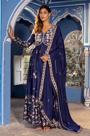 Suruchi Parakh Cutdana & Sequin Embroidered Anarkali With Dupatta 