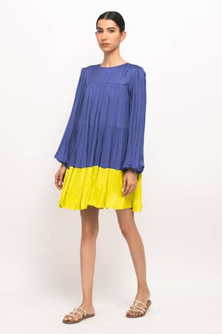 Neora By Nehal Chopra Colorblock Gathered Dress 