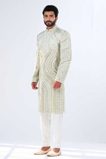 Shreyansh Designs Cutdana And Pearl Embellished Sherwani 