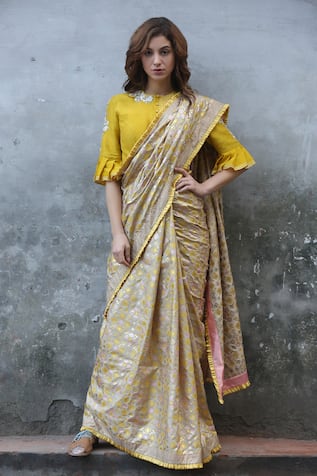 I Am Design Silk Ikat Print Saree 