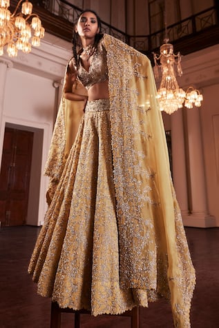 Mrunalini Rao Taara Pearl & Zardozi Work Bridal Lehenga Set 