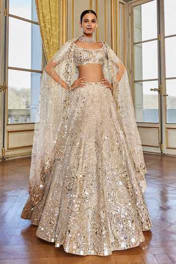 Seema Gujral Mirror Embroidered Bridal Lehenga Set 