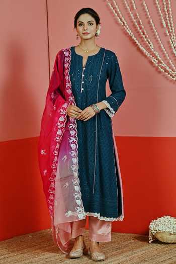 Myaara Cotton Floral Embroidered Kurta Set 