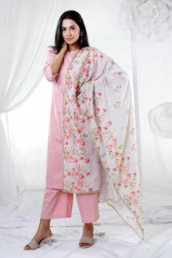 HOUSE OF TA-YA Pleated Neck Kurta Pant Set 