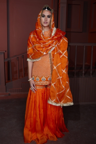 Pratibha Sultania Jali Embellished Organza Kurta Sharara Set