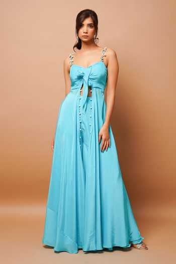 Ahi Clothing Front-Knot Top & Palazzo Set 