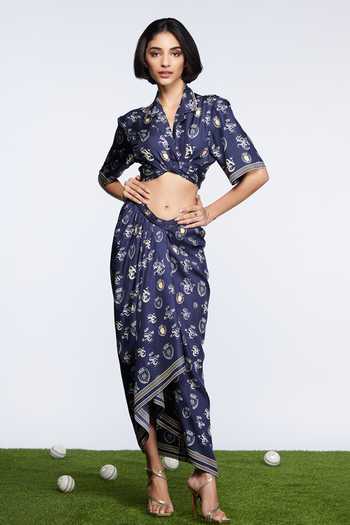 S&N By Shantnu Nikhil Printed Draped Skirt 