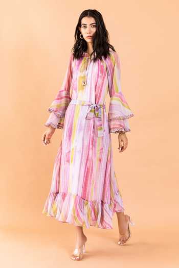 Aroop Shop India Avery Stella Print Bell Sleeve Dress 