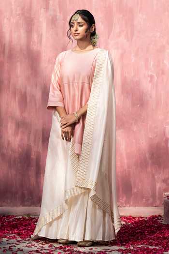 Weaver Story Chanderi Silk Zari Embroidered Kurta Set 