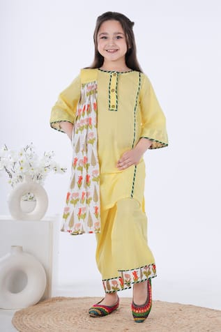 Kalp Zard Kurta Set With Printed Dupatta 