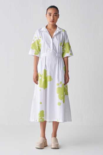 Three Splash Pattern Side Elasticated Dress 