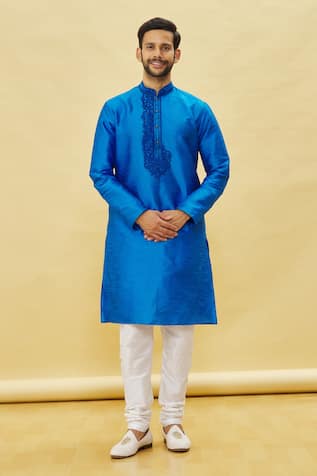 Thread Embroidered Placket Kurta Set 