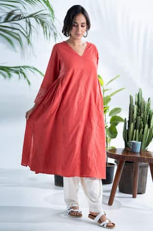 Buy ANIHA PRESENT Regular Fit Women Cotton Blend Trousers Color Red Online  at Best Prices in India  JioMart