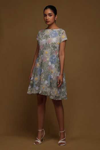 Shriya Som Thread Embroidered A-Line Dress 
