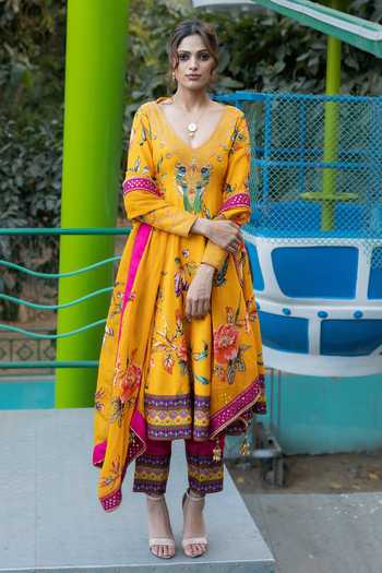 Irrau By Samir Mantri Vintage Floral Print Anarkali Set 