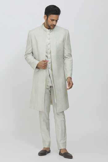 Priti Sahni Geometric Embroidered Sherwani Set 