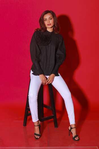 Echke Floral Applique Shirt 