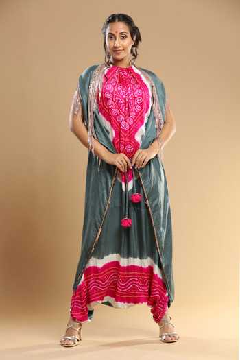Etasha By Asha Jain Embellished Bandhani Pattern Jumpsuit 
