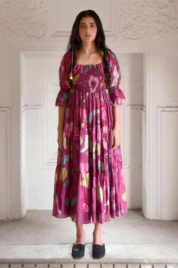 Taro Ruby Berry Floral Print Dress 