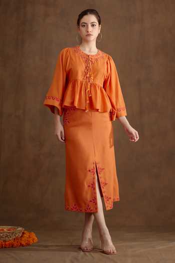 Nikasha Bead Placement Embroidered Top & A-Line Skirt Set 
