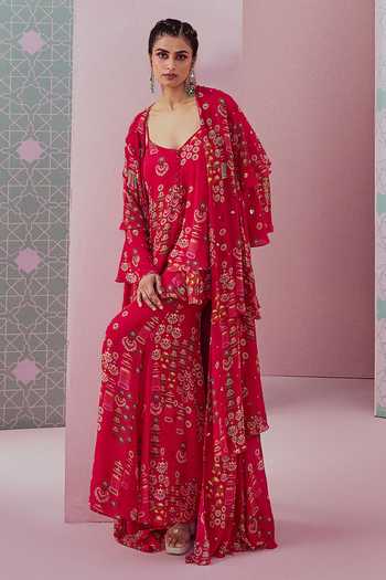 Krisha Sunny Ramani Jhumka Print Cape Sharara Set 