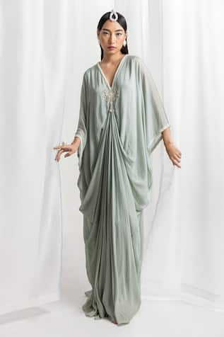 Seema Thukral Placement Hand Embroidered Draped Kaftan 