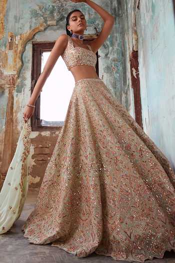 Tamanna Punjabi Kapoor Resham & Mirror Embroidered Bridal Lehenga Set 